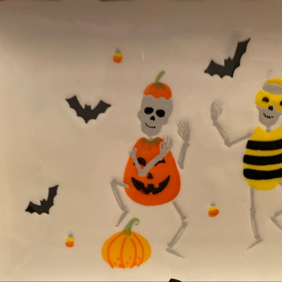 Dancing Skeletons In Halloween Costumes Rectangular Ceramic Platter - Picture 7 of 16